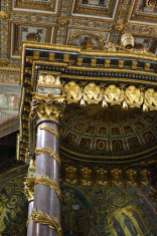 The baldacchino in the basilica is incredibly ornate.