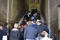 Pilgrims ascend the 'Scala Sancta' or 'Holy Stairs' on their knees honoring the Passion of Jesus