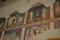 In 1980, during a restoration, frescoes from approximately the 12th century, representing some scenes from the Old Testament were discovered on a wall in the church building