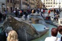 The Fontana della Barcaccia (Fountain of the Old Boat) is a Baroque fresh-water fountain in the Piazza di Spagna at the foot of the Spanish Steps.